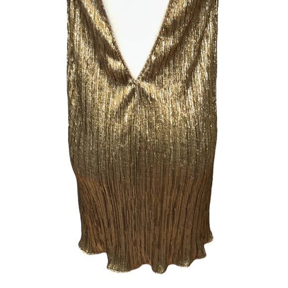 Show Me Your Mumu Friday Choker Metallic Cutout Dress in Good As Gold Pleat - S - Picture 11 of 15